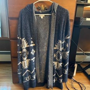 Market and Spruce Hooded Cotton Blend Cardigan